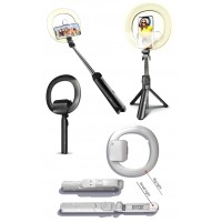 Selfie stick tripod with a removable LED halo, suitable for self portrait or street broadcast 18cm Ring Light XT-18+ WHITE