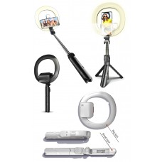 Selfie stick tripod with a removable LED halo, suitable for self portrait or street broadcast 18cm Ring Light XT-18+ WHITE