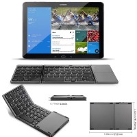 for Tablets / Phones-Mini Folding Keyboard Touchpad Bluetooth-compatible 3.0 Foldable Wireless Keypad for Windows Android IOS Tablet iPad Phone - Black [R]
