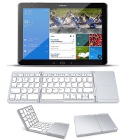 for Tablets / Phones-Mini Folding Keyboard Touchpad Bluetooth-compatible 3.0 Foldable Wireless Keypad for Windows Android IOS Tablet iPad Phone - Silver [R]