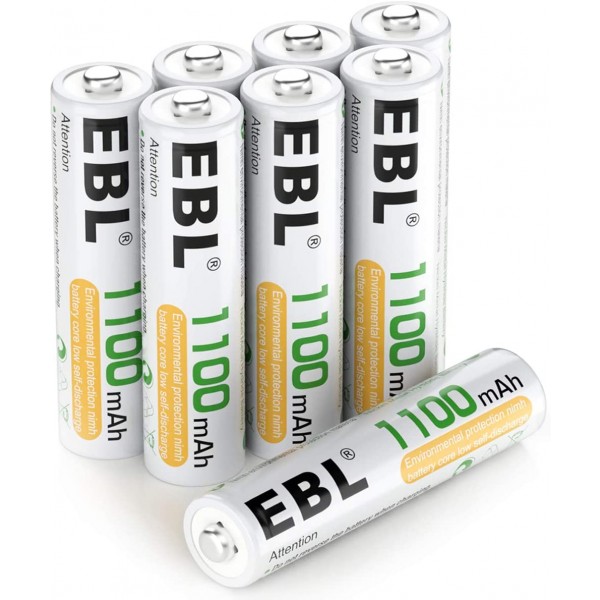 EBL Rechargeable AA Batteries 1.2V 2800mAh Precharged Ni-MH AA Battery New  Retail Package, Pack of 8