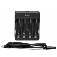 EBL AA AAA 1.5V Rechargeable Battery Charger 4 Bay Black (Compatible with 1.5V AAA & AA Rechargeable Batteries Only, Not 1.2V) [I]