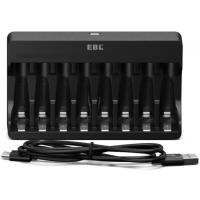 EBL AA AAA 1.5V Rechargeable Battery Charger 8 Bay Black (Compatible with 1.5V AAA & AA Rechargeable Batteries Only, Not 1.2V) [I]