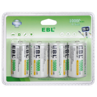 D Size 10000mAh Rechargeable Batteries 4 Pack EBL [I]