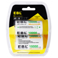 D Size 10000mAh Rechargeable Batteries 2 Pack EBL [H]