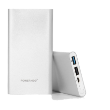 10000mAh Power Bank Dual USB (1.0A + 2.1A)Silver Aluminum Body (Poweradd) [J]