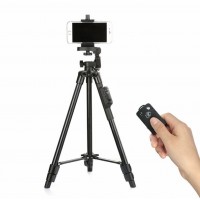 YUNTENG VCT-5208 Aluminum Tripod with 3-Way Head & Bluetooth Remote for Camera Phone [AL3]