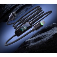 CM1 240W USB-C to USB-C PD3.1 Fast Charge Cable with TFT Color Screen Power Display 120CM Nylon Braided Black [5-A12]