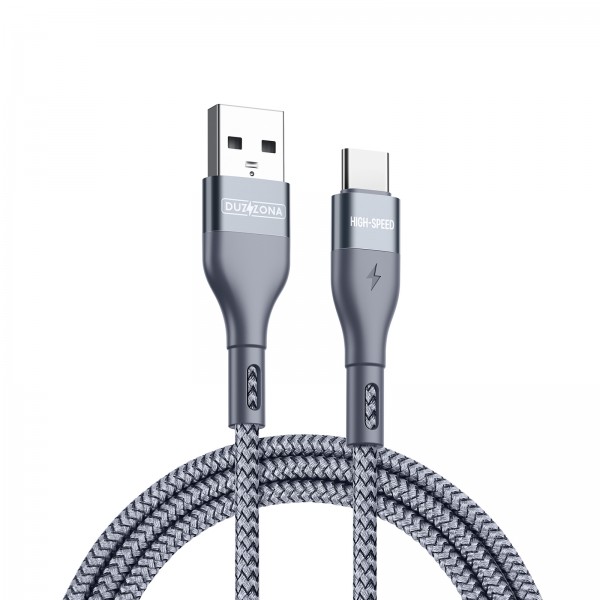 DUX DUCIS A8-01-CP USB-A to USB-C Cable 1M High-Speed 480Mbps Fast Charging 5V/2.4A Nylon Braided Grey [5-A6]