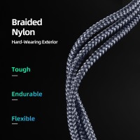 DUX DUCIS A8-01-CP USB-A to USB-C Cable 1M High-Speed 480Mbps Fast Charging 5V/2.4A Nylon Braided Grey [5-A6]
