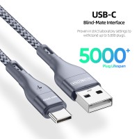 DUX DUCIS A8-01-CP USB-A to USB-C Cable 1M High-Speed 480Mbps Fast Charging 5V/2.4A Nylon Braided Grey [5-A6]