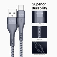 DUX DUCIS A8-01-CP USB-A to USB-C Cable 1M High-Speed 480Mbps Fast Charging 5V/2.4A Nylon Braided Grey [5-A6]