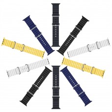 for Apple Watch - Silicone Rubber Band Strap 42/44/45/46/49 mm OceanWave Version Black / White (DUX DUCIS)