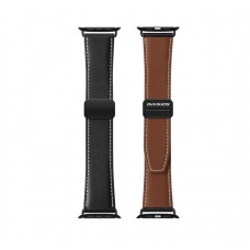 for Apple Watch - Magnetic Buckle Genuine Leather Watch Band Strap 38/40/41/42mm YA Series Black (DUX DUCIS)