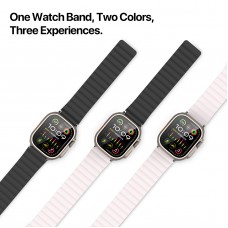 for Apple Watch - Double-sided Silicone Magnetic Watch Band Strap 42/44/45/46/49 mm SD Series Black+Starlight (DUX DUCIS)