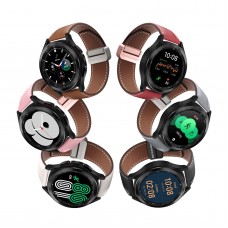 for Samsung Watch - Genuine Leather Band Magnetic Buckle Strap 20/22 mm YA Version Black / Red / Pink / White (DUX DUCIS)