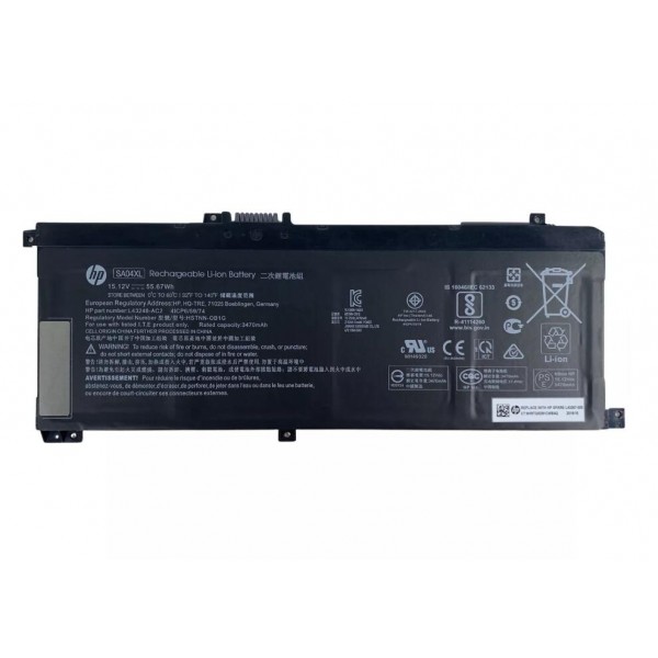 HP Original SA04XL Battery 15.2V 55.67Wh for HP ENVY X360 15-DR Series L43248-AC2 L43267-005 [A82]