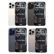 iPhone 15 Pro Max Back Glass Panel With Camera Lens & Magsafe Magnet Ring & Charging Coil & Flashlight Black / White / Natural Titanium / Blue Titanium