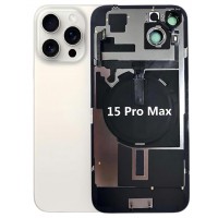 iPhone 15 Pro Max Back Glass Panel With Camera Lens & Magsafe Magnet Ring & Charging Coil & Flashlight Black / White / Natural Titanium / Blue Titanium iPhone Back Glass Panel With Camera Lens & Magsafe Magnet Ring