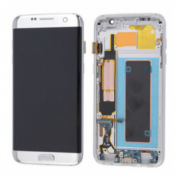 Original Samsung Galaxy S7 Edge LCD With Frame Silver Screen Replacement [BA]