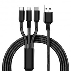1.2M  3-in-1 3.5A Lightning 8 Pin(For ios) + Micro USB + Type-C Fast Charging Cable 3 in 1  Black[U01]