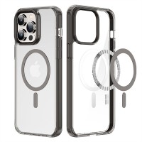 For iPhone - MagSafe Clear Phone Covers Cases Clin Mag Series  Grey / Pink  Border (DUX DUCIS)