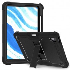 For iPad-ShockProof Rugged Armor Case with Kickstand & Pencil Slot Tablet Cover Case Black - 