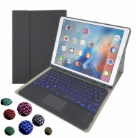iPad TPU Case HK129T with pen-holder detachale bluetooth keyboard with touchpad and Back light For iPad Pro 12.9 (2015/2017) Black/Pink[R]