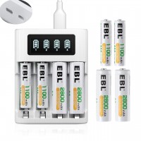 EBL EB-64091222 LCD Battery Charger With Type C and Micro USB input and 4Pcs AAA 1100mah and 4pcs AA 2800mah Combo [I]
